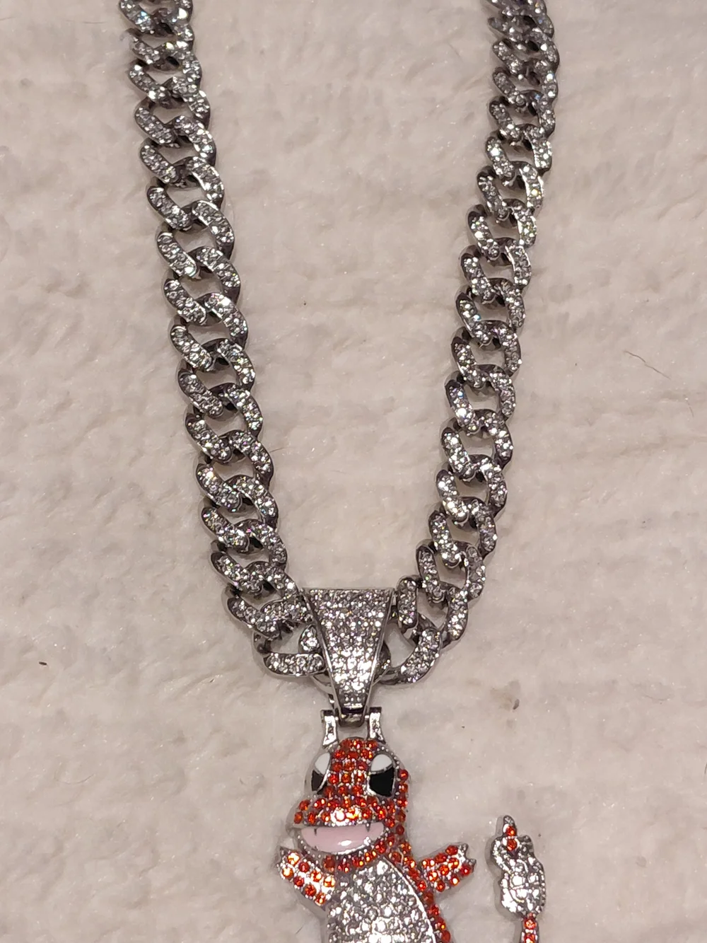 Sparkling Orange Charm Reptile Pendant Necklace Dragonball